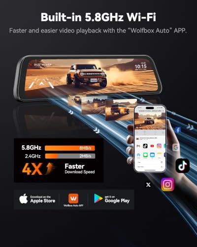 WOLFBOX G840S 12-Inch 4K Mirror Dash Cam & Backup Camera