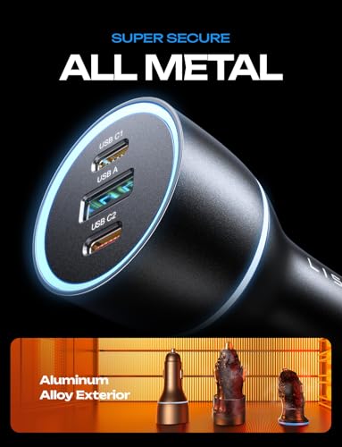 LISEN 200W GaN USB-C Fast Car Charger with 140W PD