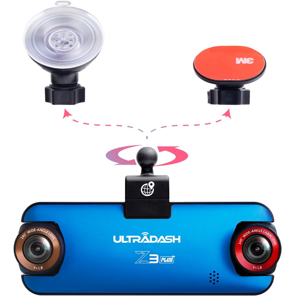 UltraDash Dual-Lens Dash Cam with GPS Magnetic Mount