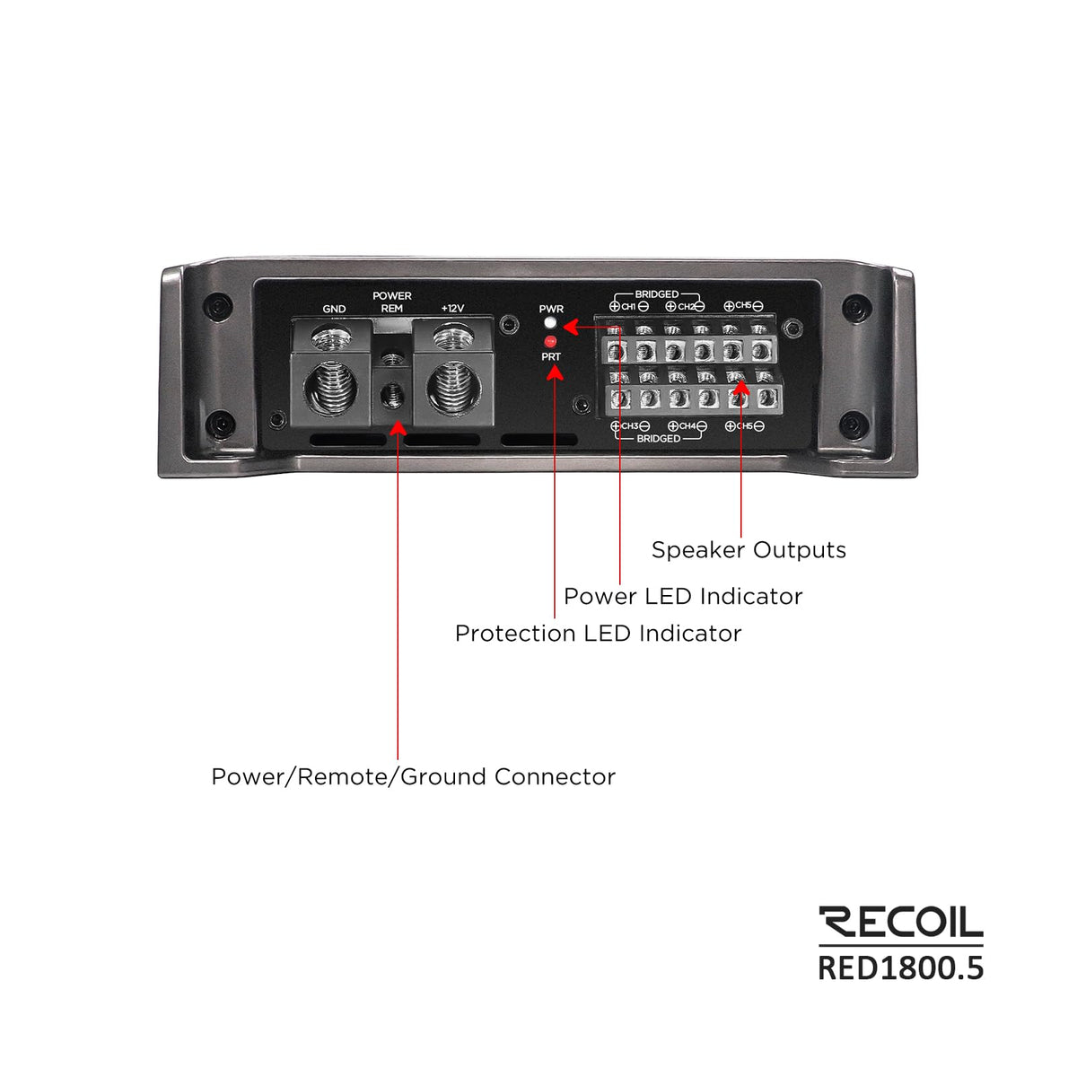 Recoil RED1800.5 1800W 5-Channel Class-D Car Amplifier