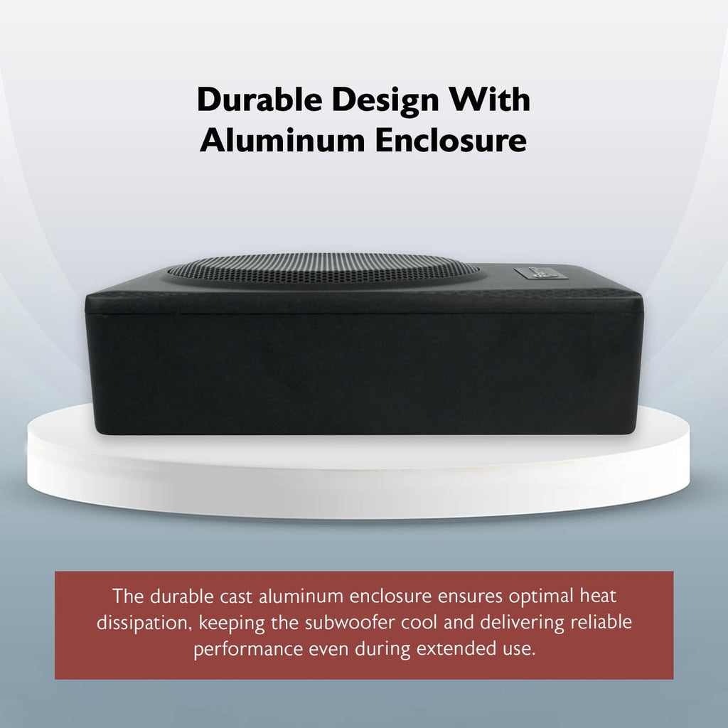 Rockville Slim Under-Seat Powered Subwoofer with Built-In Amp