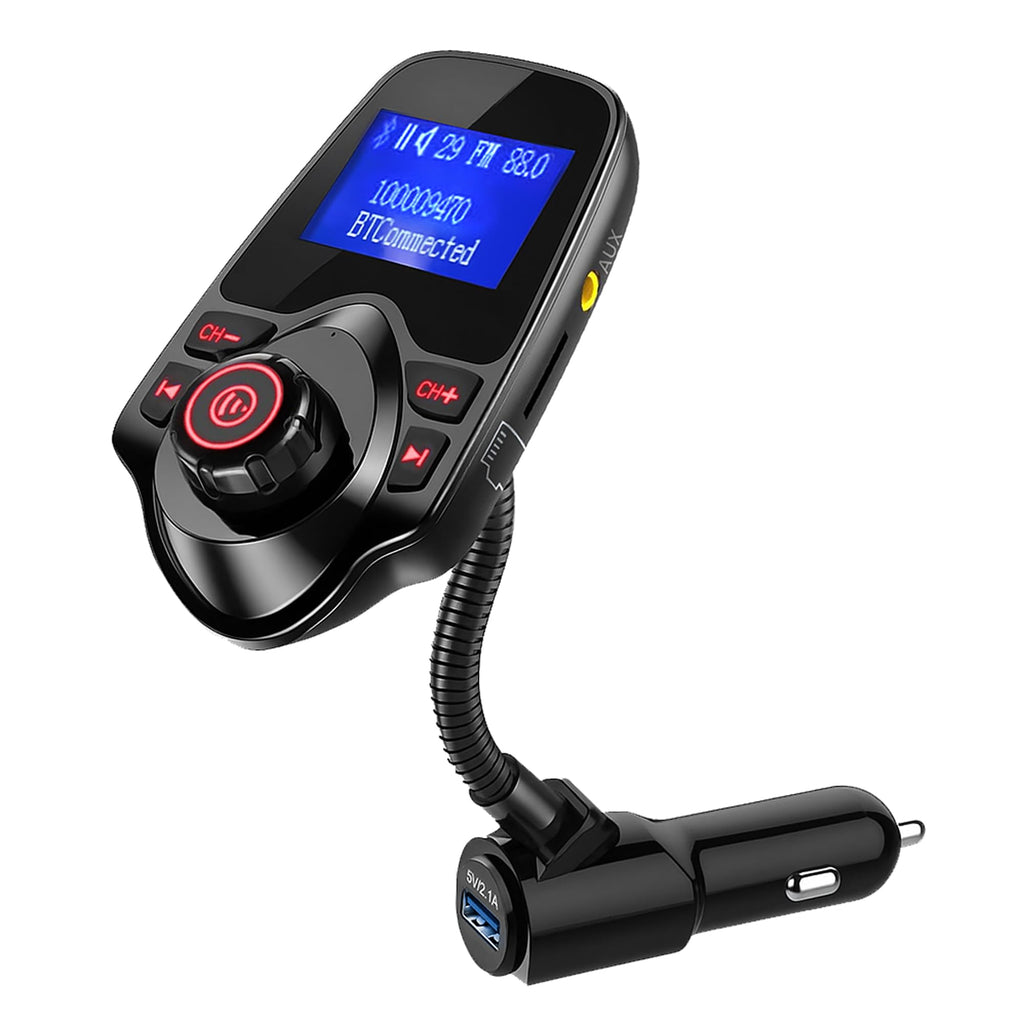 Bluetooth FM Transmitter & Car Audio Adapter - Black