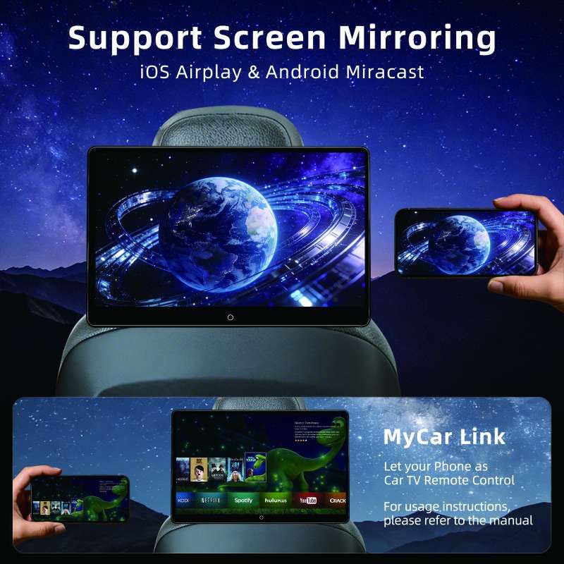 14-Inch 4K Android Headrest Entertainment Monitors 2-Pack