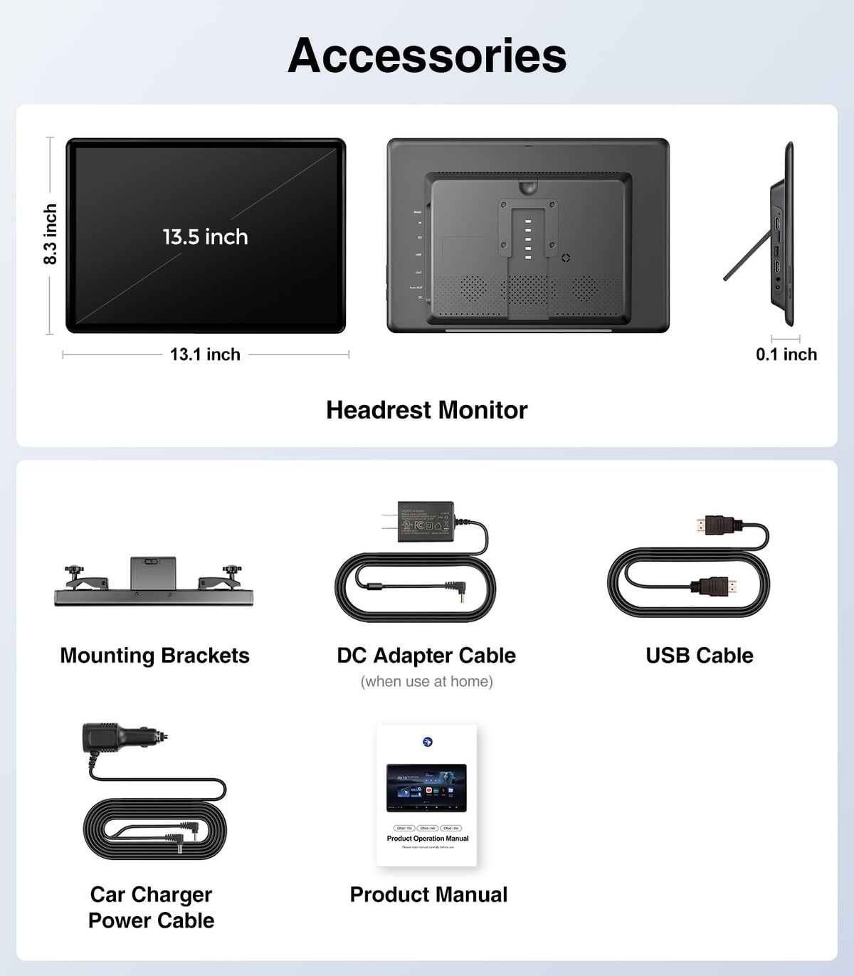 13.5-Inch Android Headrest Monitor with 5G WiFi & HDMI