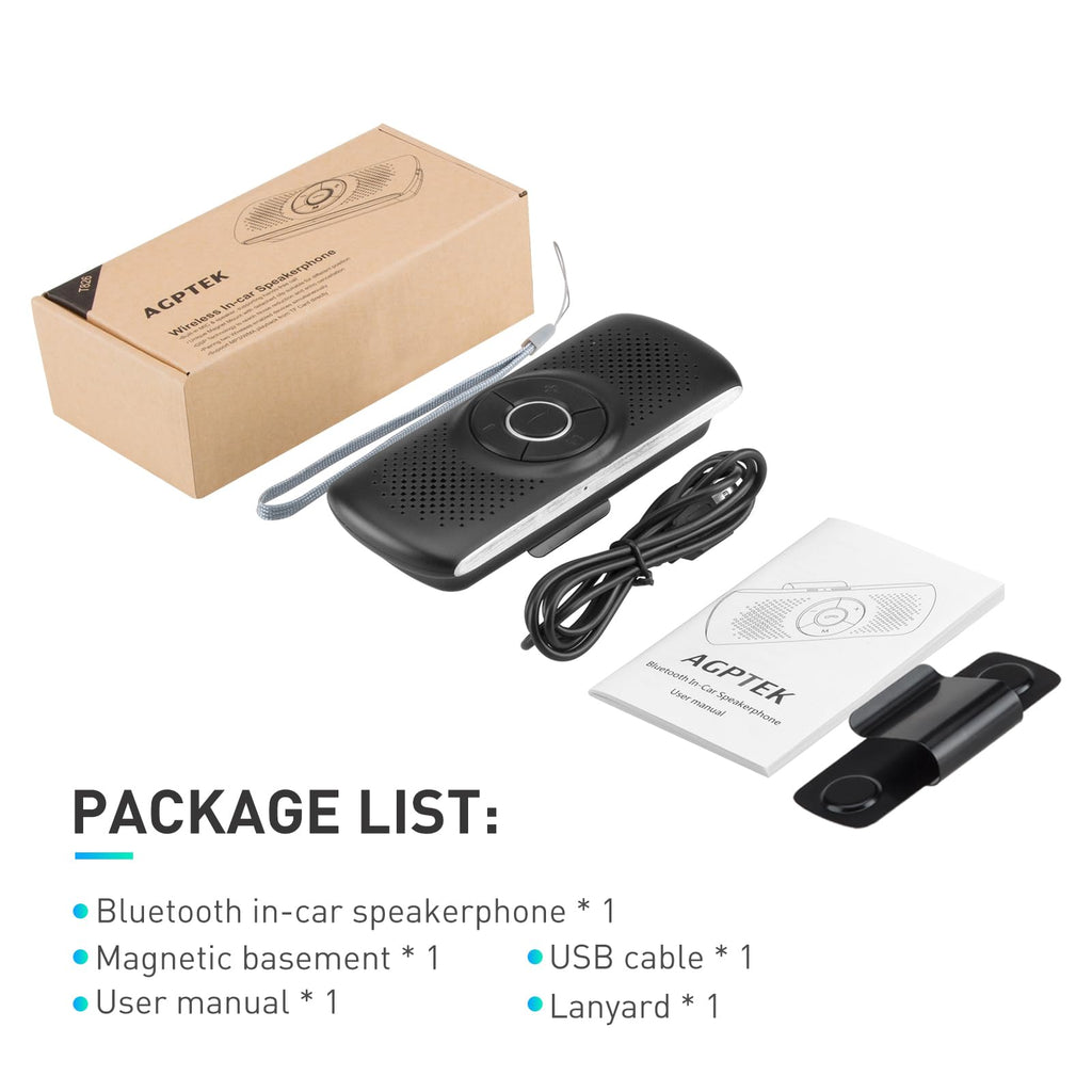 AGPTEK Bluetooth 5.3 Hands-Free Car Speakerphone with GPS