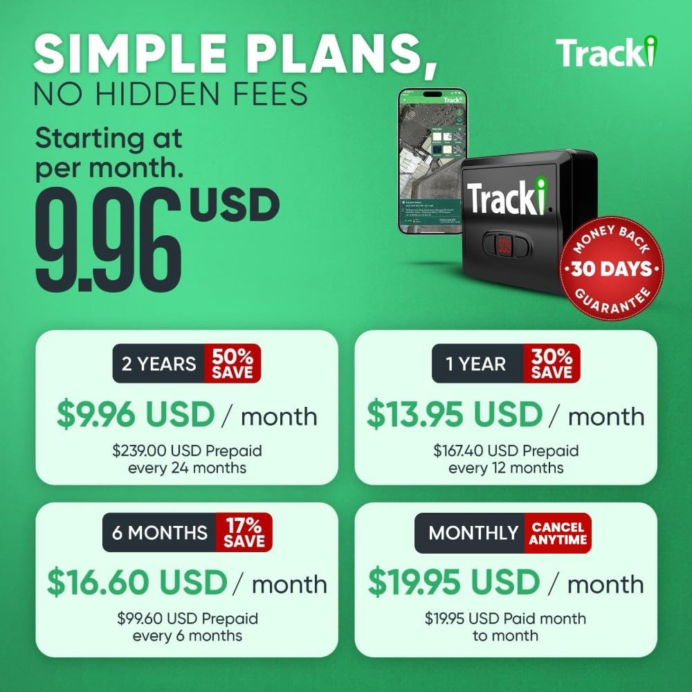 Tracki Mini 4G LTE GPS Vehicle Tracker with Subscription