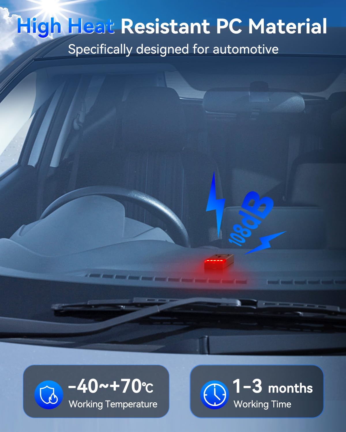 108dB Car Alarm System with Vibration Sensor & Remote