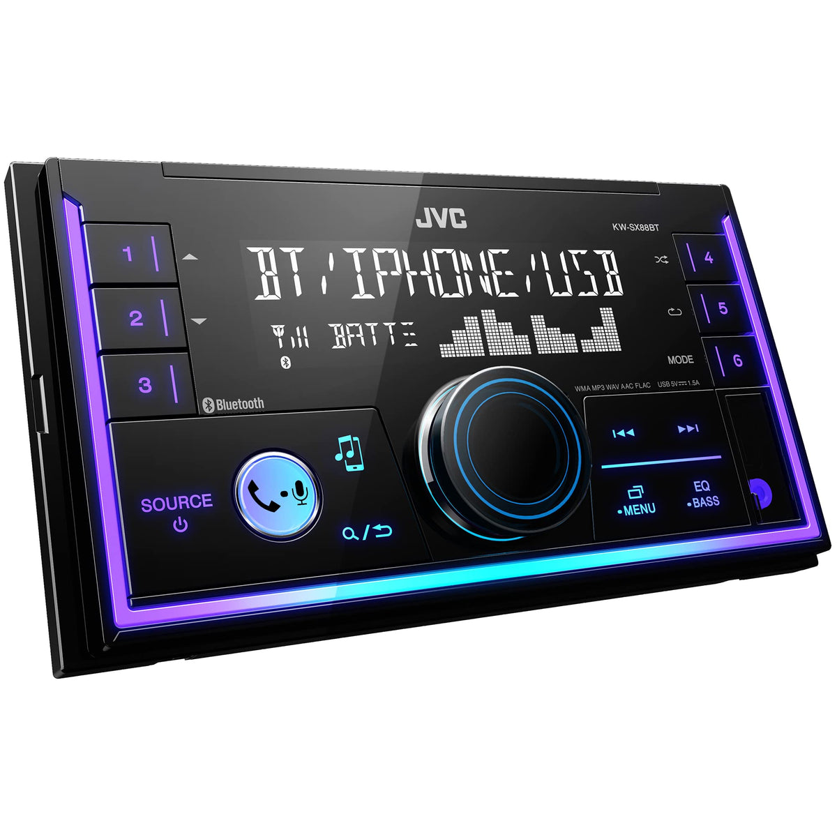 JVC Single-DIN Car Stereo Receiver with Bluetooth