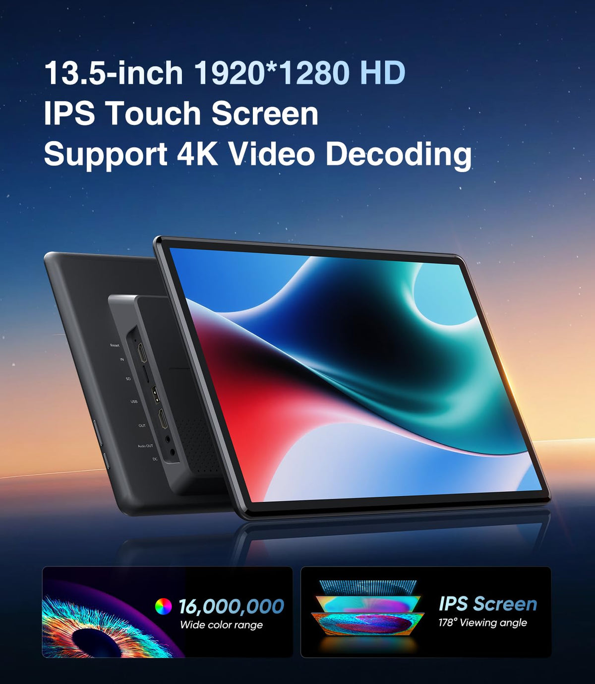 13.5-Inch Android Headrest Monitor with 5G WiFi & HDMI