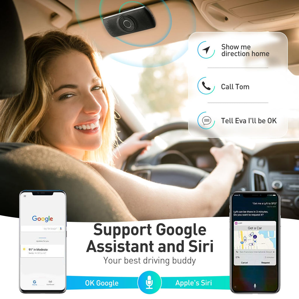 AGPTEK Bluetooth 5.3 Hands-Free Car Speakerphone with GPS