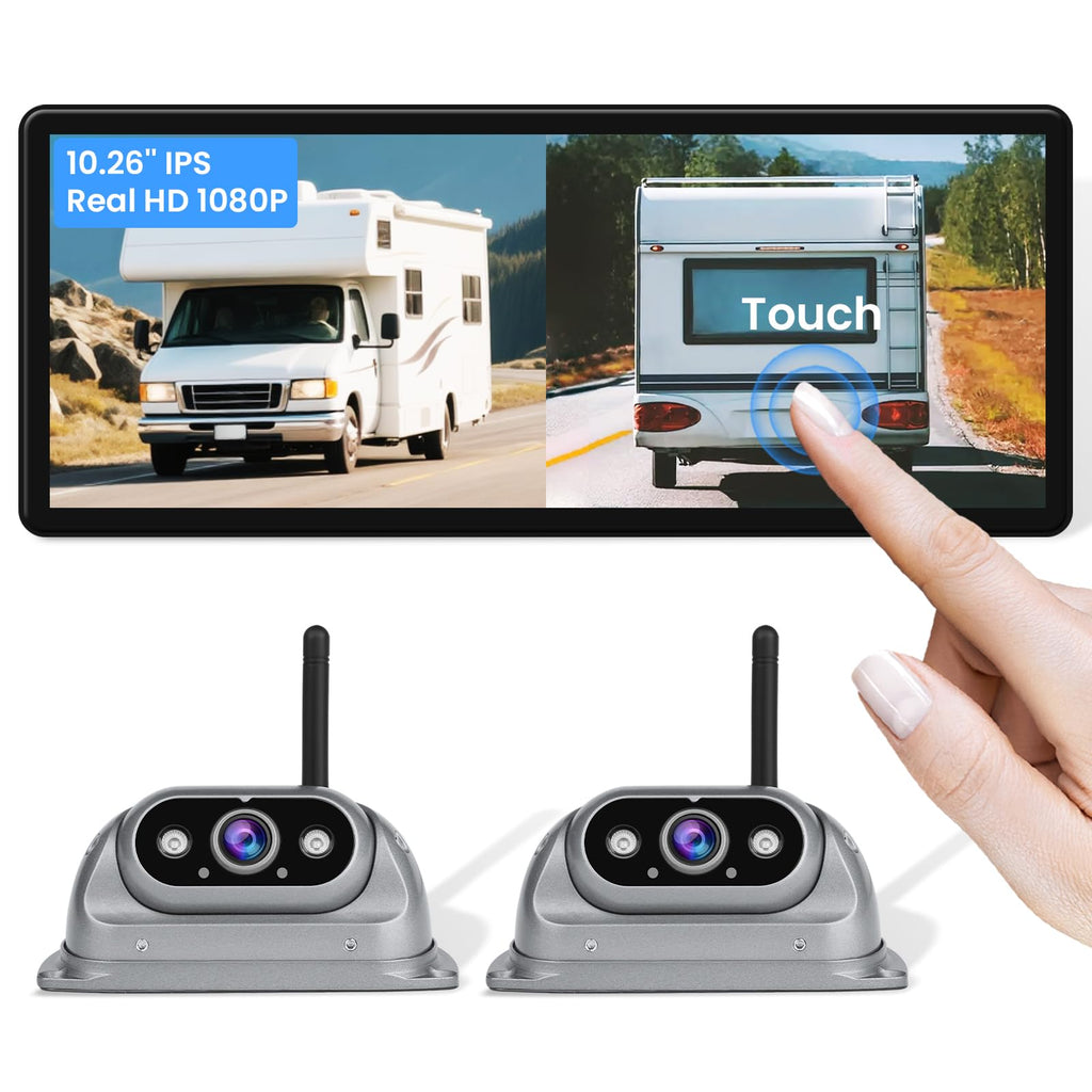 10.26-Inch Dual Wireless 1080P Backup Camera System