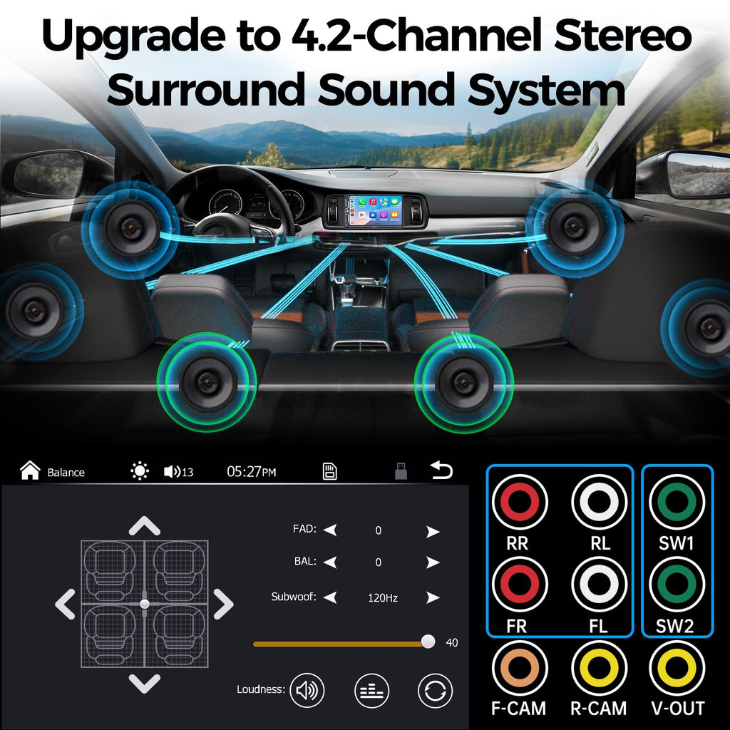 SJoyBring Wireless Double-DIN Stereo with CarPlay & Android Auto