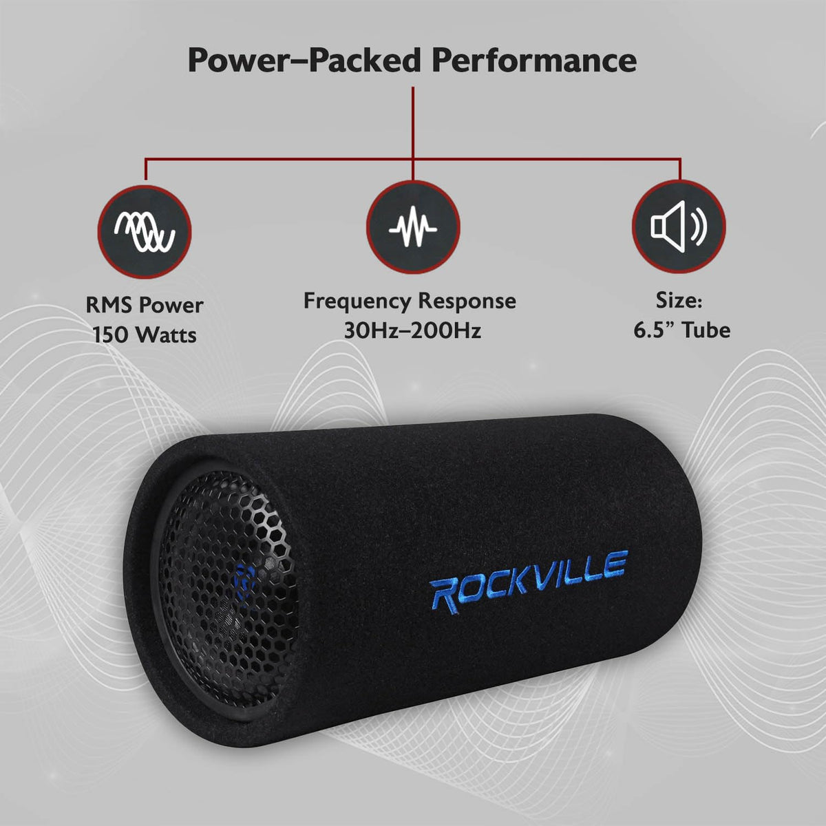 Rockville RTB65A 6.5-Inch 300W Powered Bass Tube Subwoofer
