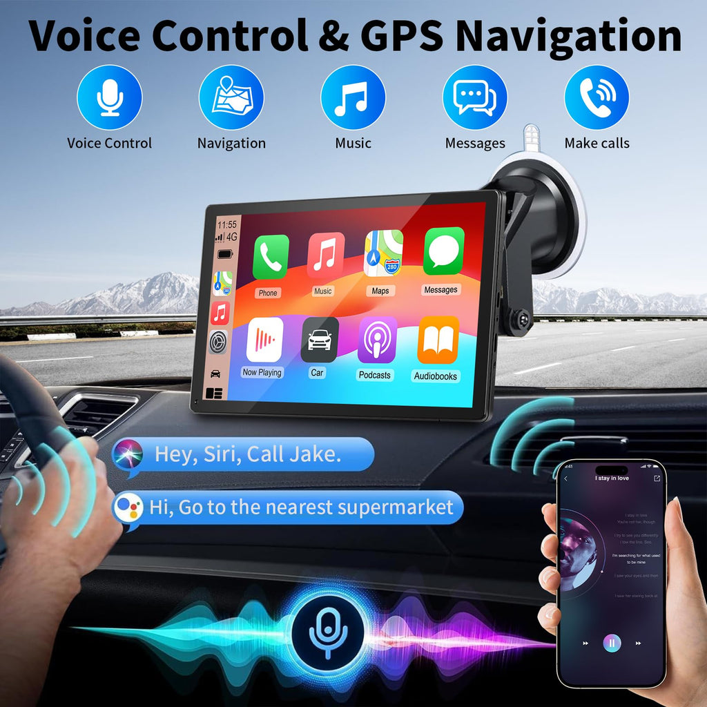 9-Inch Wireless CarPlay & Android Auto Portable Display