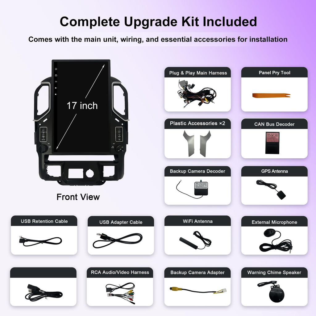 17-Inch Android 14 T-Style Stereo for GMC Sierra & Silverado