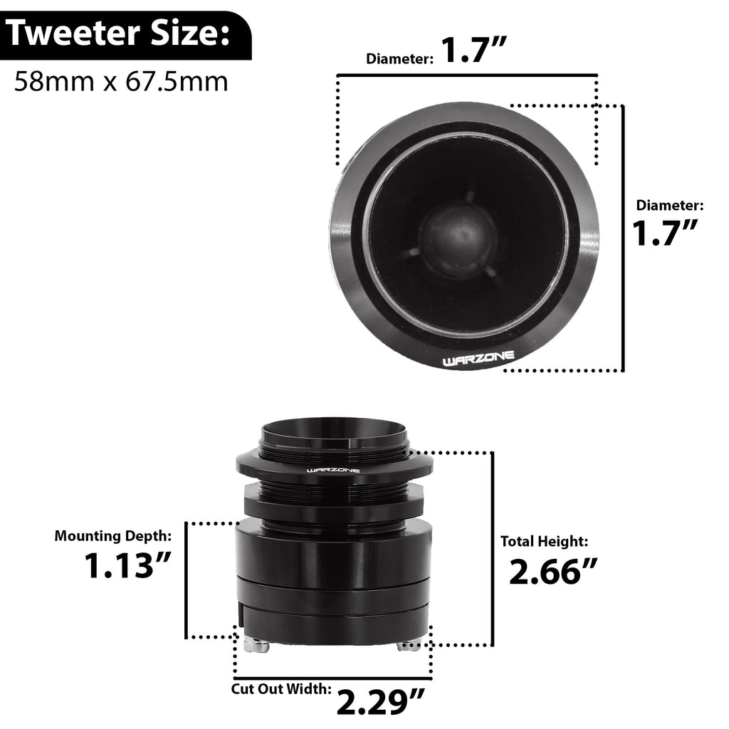 Warzone WZ45TW 1.7-Inch 3000W Super Tweeter Speakers Pair