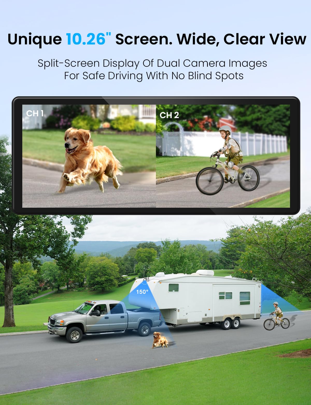 10.26-Inch Dual Wireless 1080P Backup Camera System