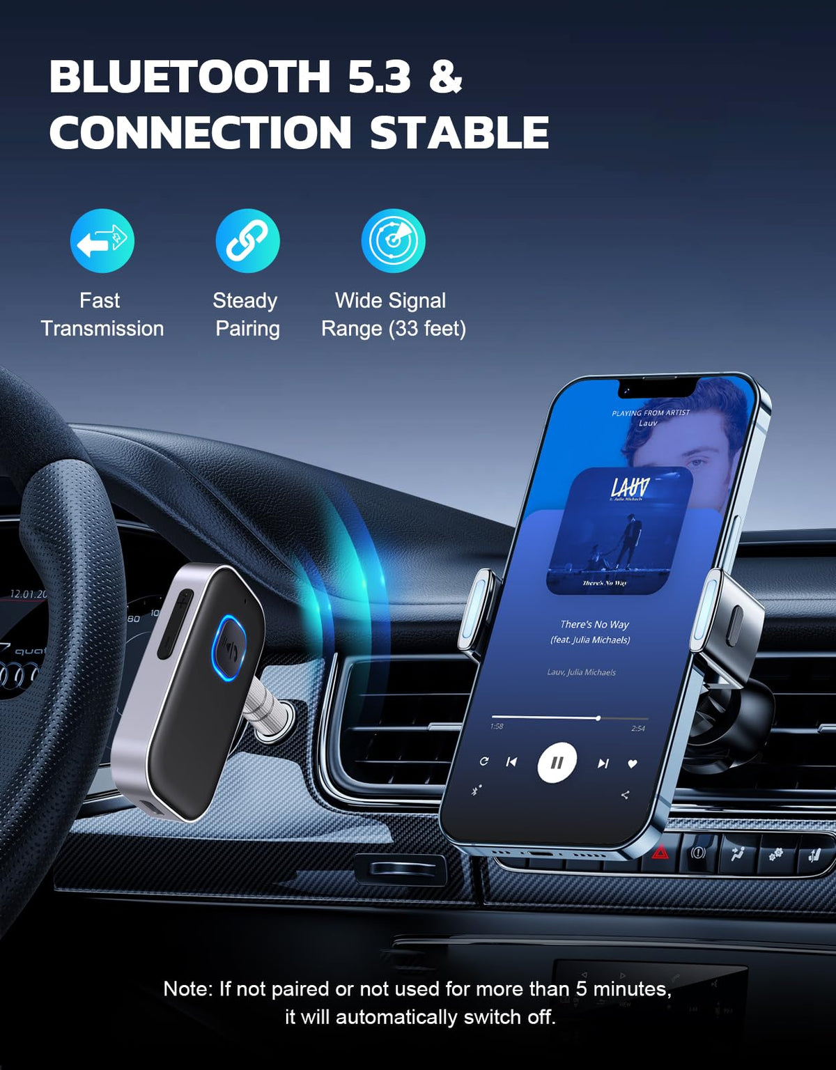 COMSOON Bluetooth Car Audio Receiver & AUX Adapter