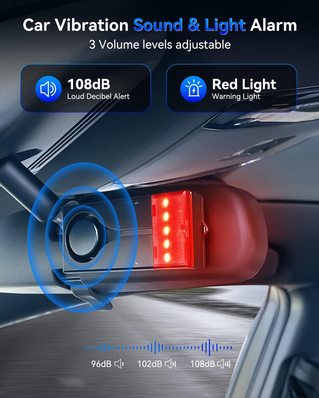 108dB Car Alarm System with Vibration Sensor & Remote
