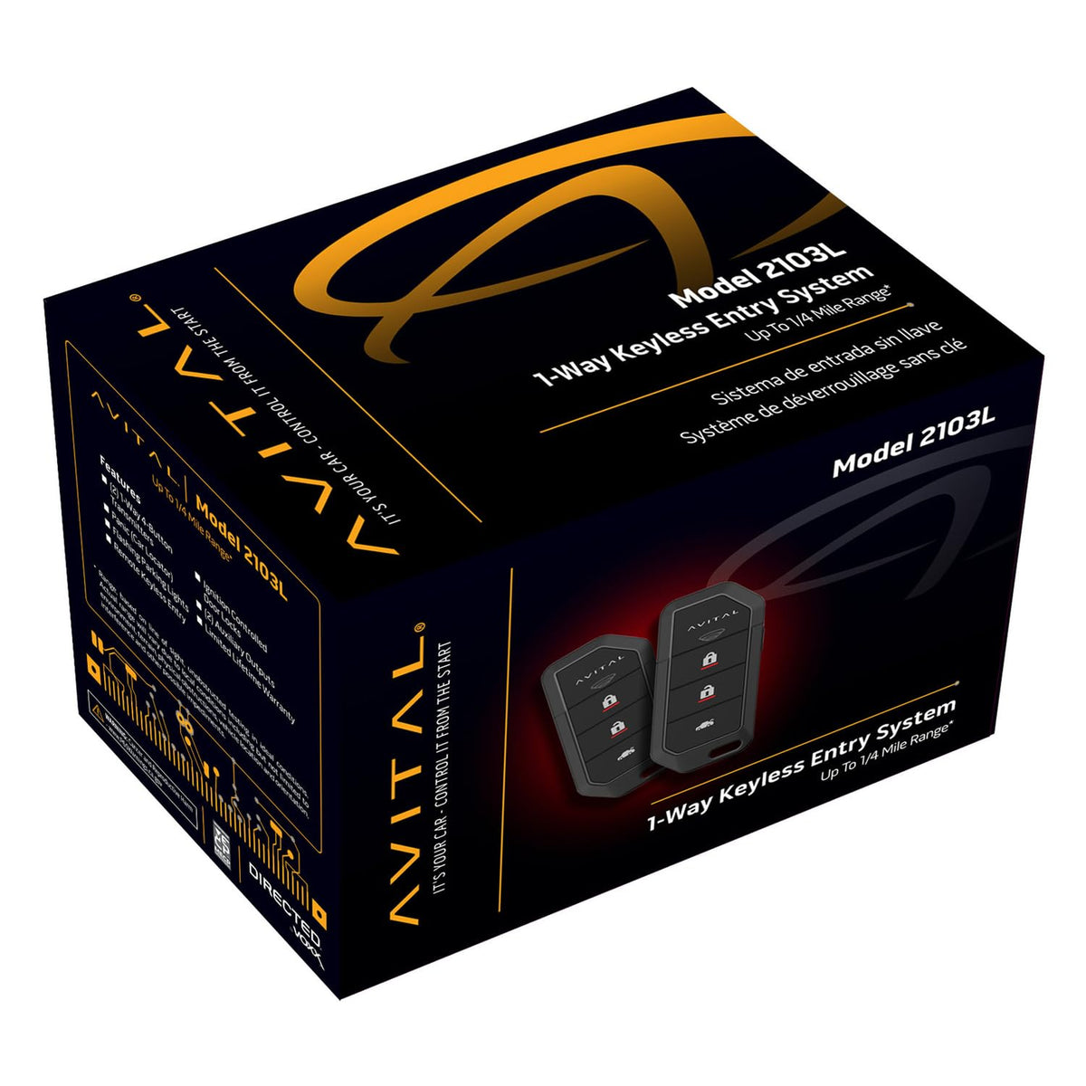 Avital 2103L Keyless Entry System with Two 4-Button Remotes