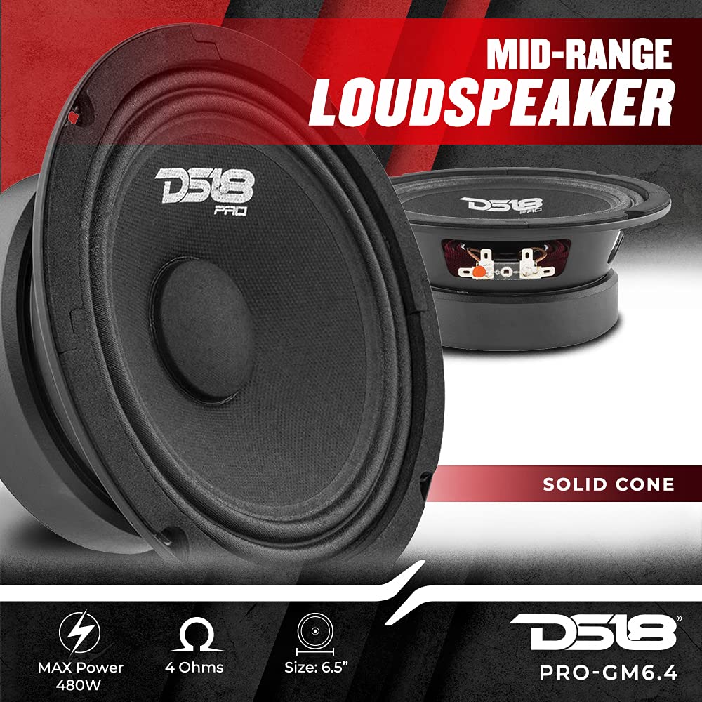 DS18 PRO-X6.4BMPK 6.5-Inch Midrange Speaker & Tweeter Kit