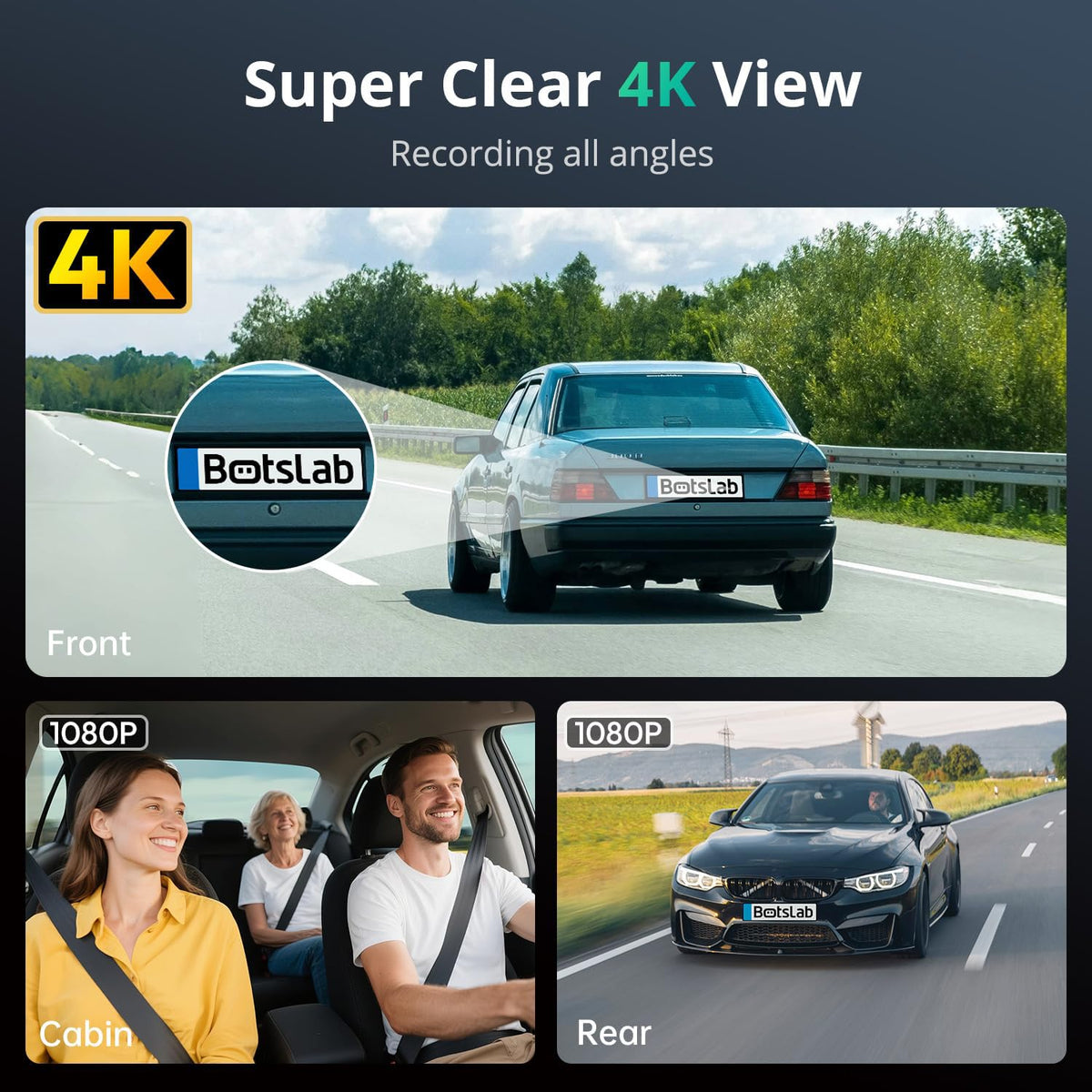 BOTSLAB G980H 4-Channel 360° Dash Cam with GPS & WiFi