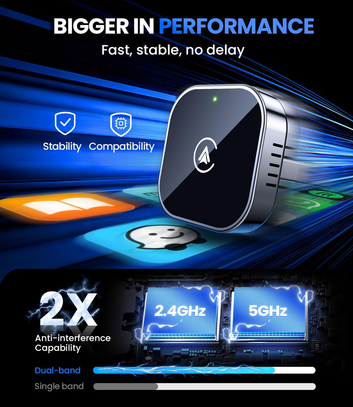 Teeran 2-in-1 Wireless CarPlay & Android Auto Adapter