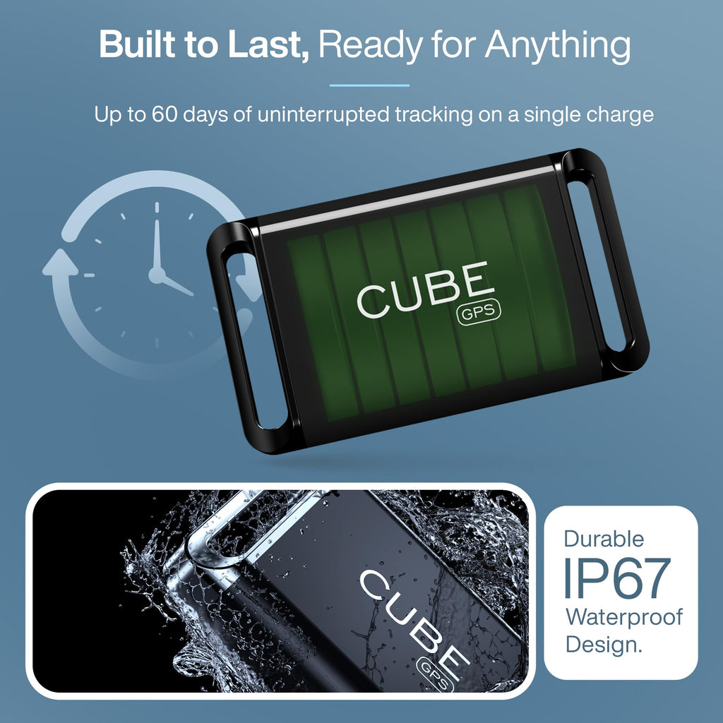 Cube GPS Tracker with 4G LTE & 1 Year Battery - IP67 Waterproof Real Time GPS Tracker for Cars - Hidden Magnetic Tracking Device for Cars, Fleets, Trailers