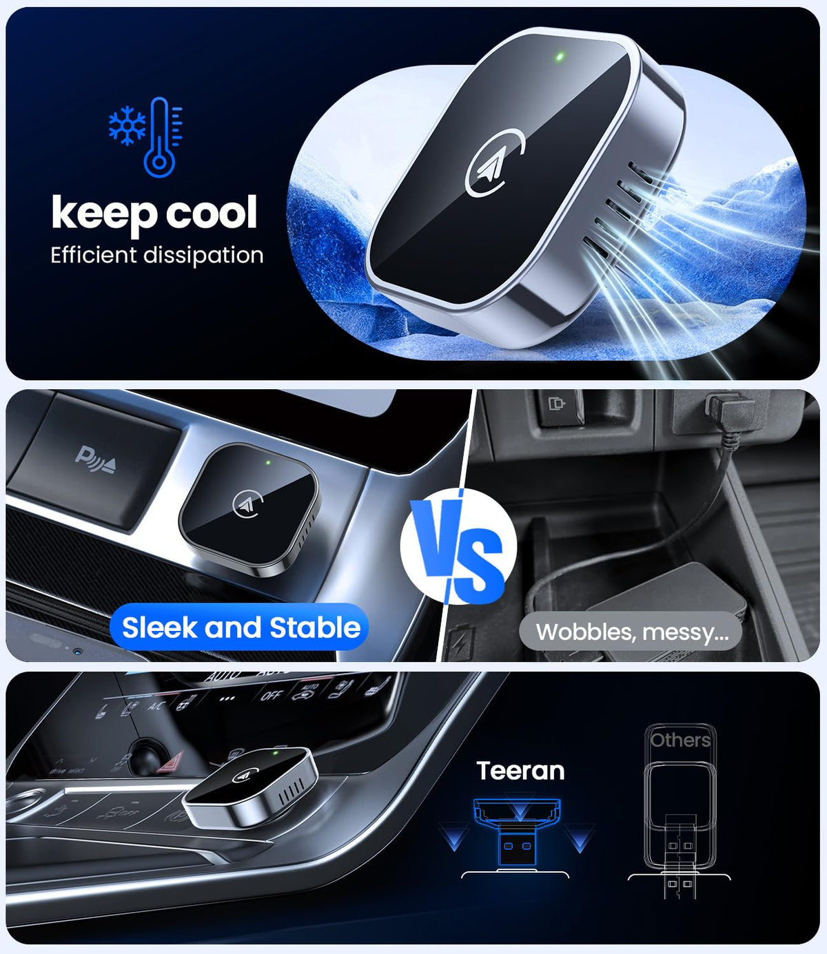 Teeran 2-in-1 Wireless CarPlay & Android Auto Adapter
