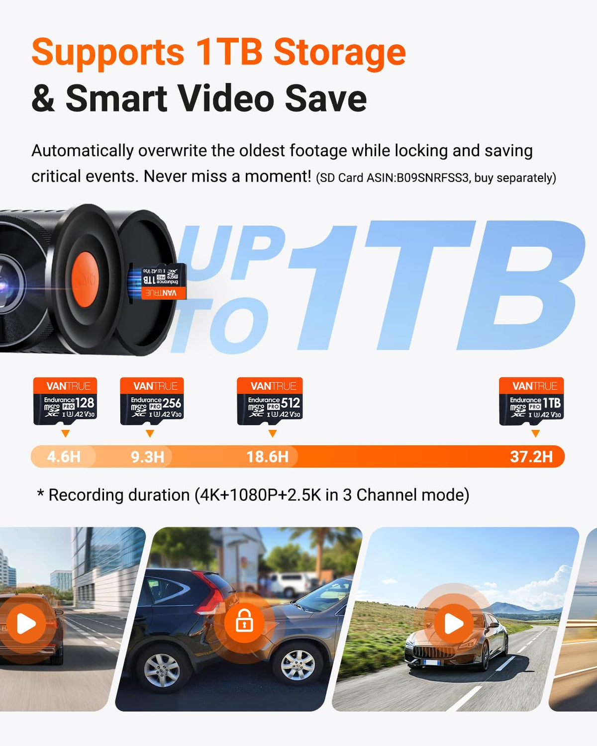 Vantrue N4 Pro S 4K 3-Channel Dash Cam with IR Night Vision