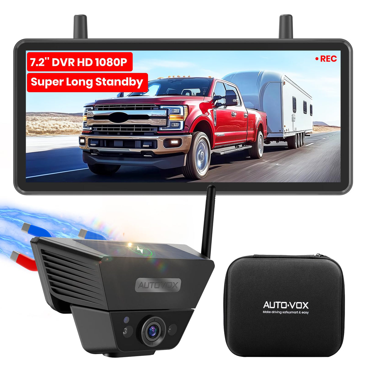 AUTO-VOX Solar 5 Wireless Magnetic Backup Camera System