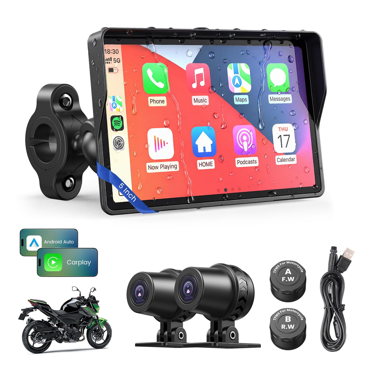 WonVon Motorcycle CarPlay & Android Auto Navigation Display