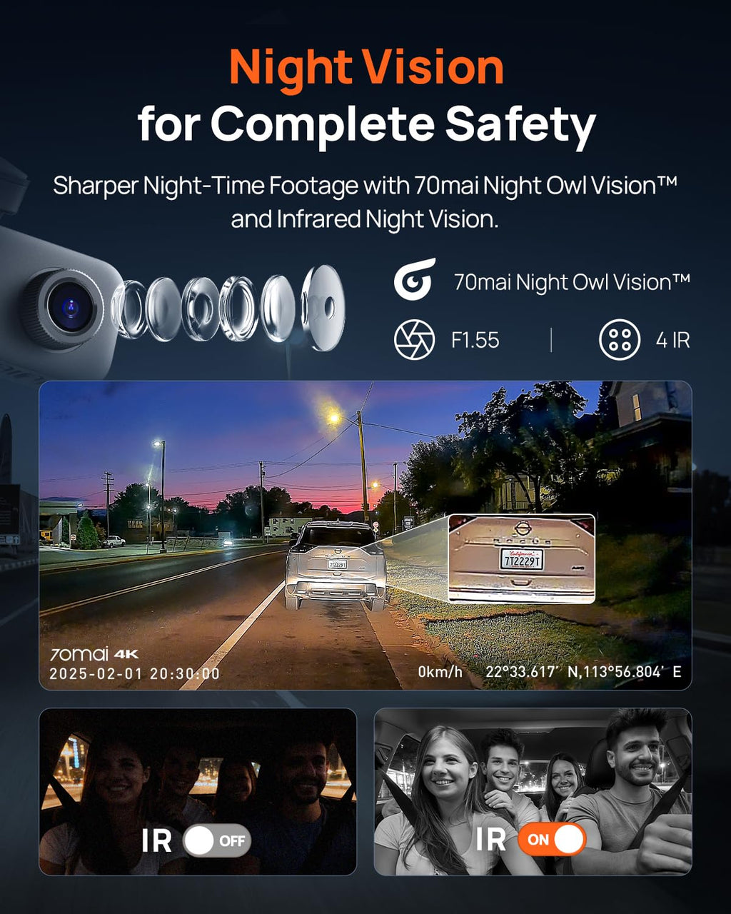 70mai T800E 4K 3-Channel Dash Cam with GPS & Wi-Fi 6