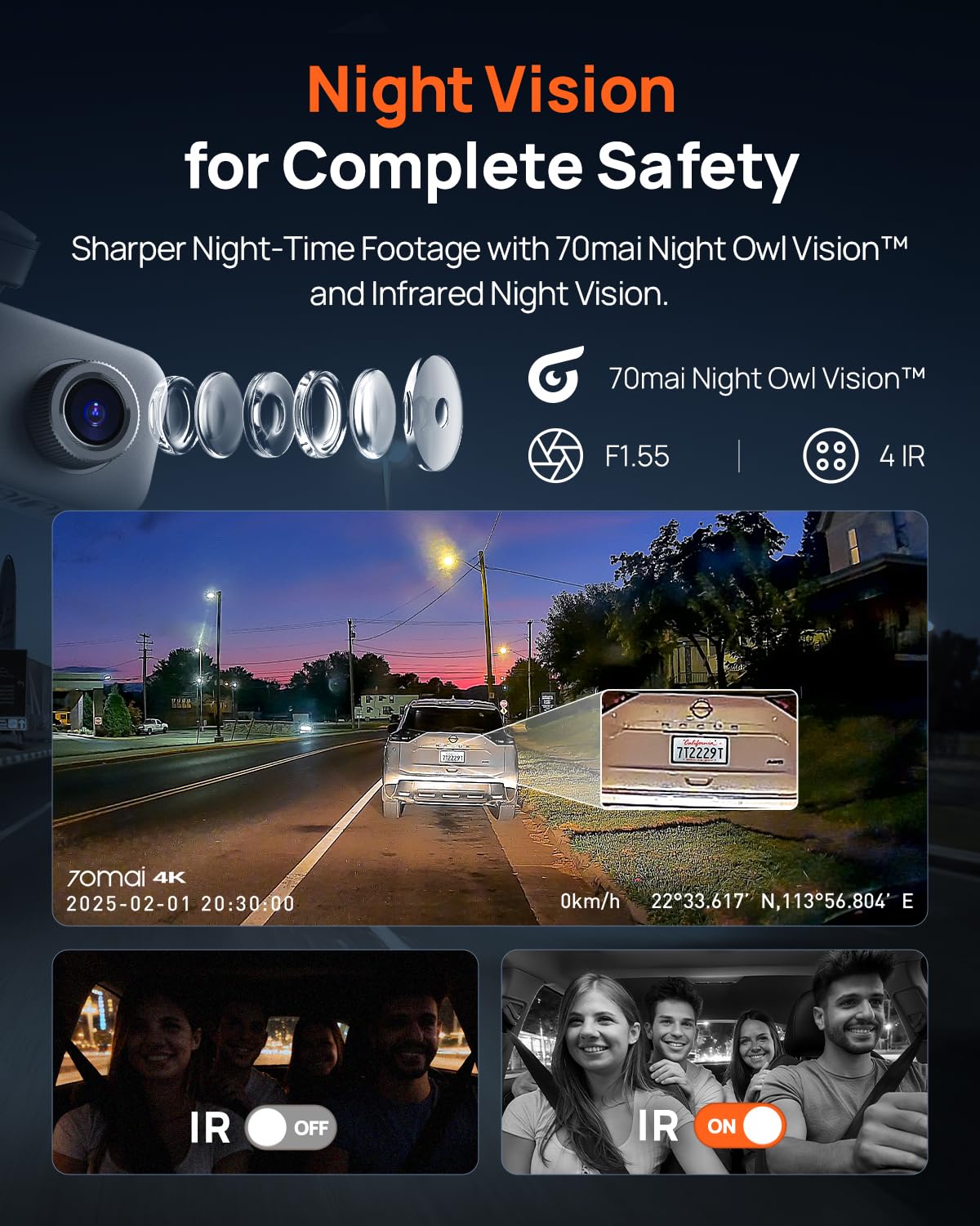 70mai T800E 4K 3-Channel Dash Cam with GPS & Wi-Fi 6