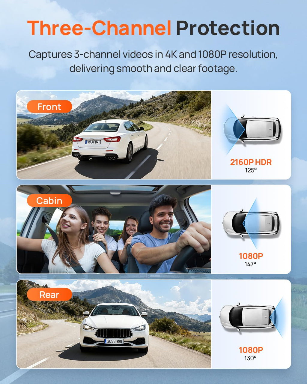 70mai T800E 4K 3-Channel Dash Cam with GPS & Wi-Fi 6