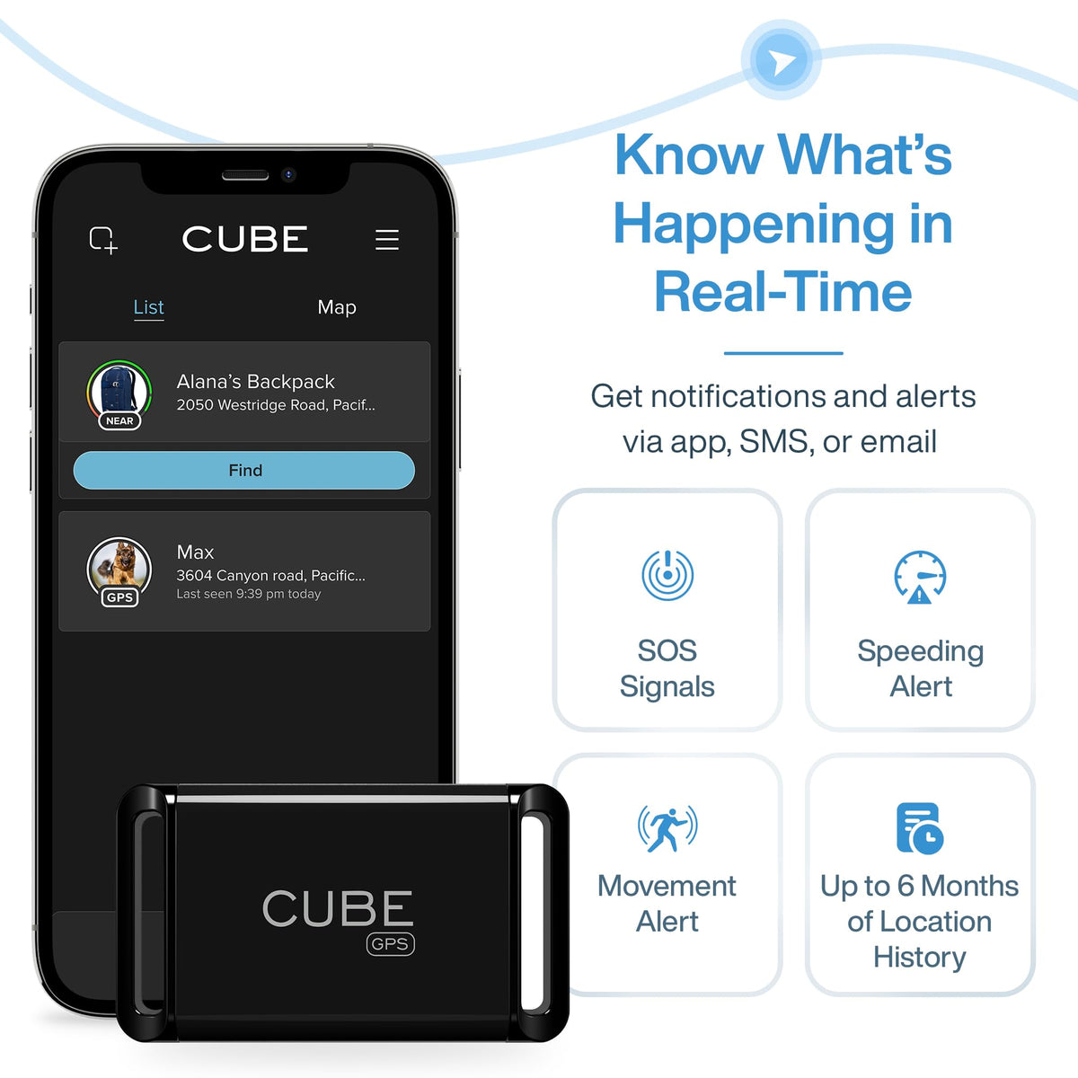 Cube GPS Tracker with 4G LTE & 1 Year Battery - IP67 Waterproof Real Time GPS Tracker for Cars - Hidden Magnetic Tracking Device for Cars, Fleets, Trailers