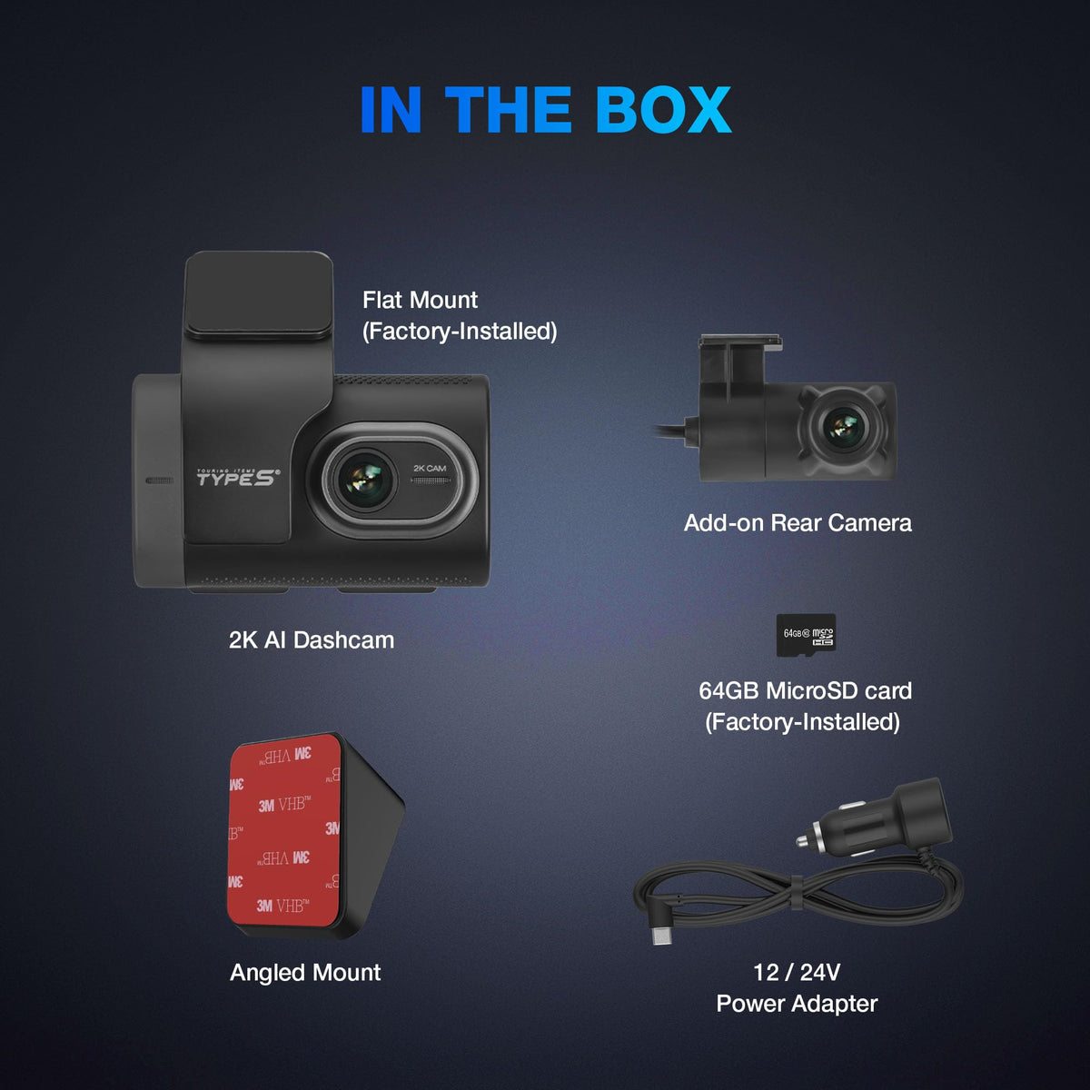Type S 1440p AI ADAS Dual Dash Cam with Collision Alerts