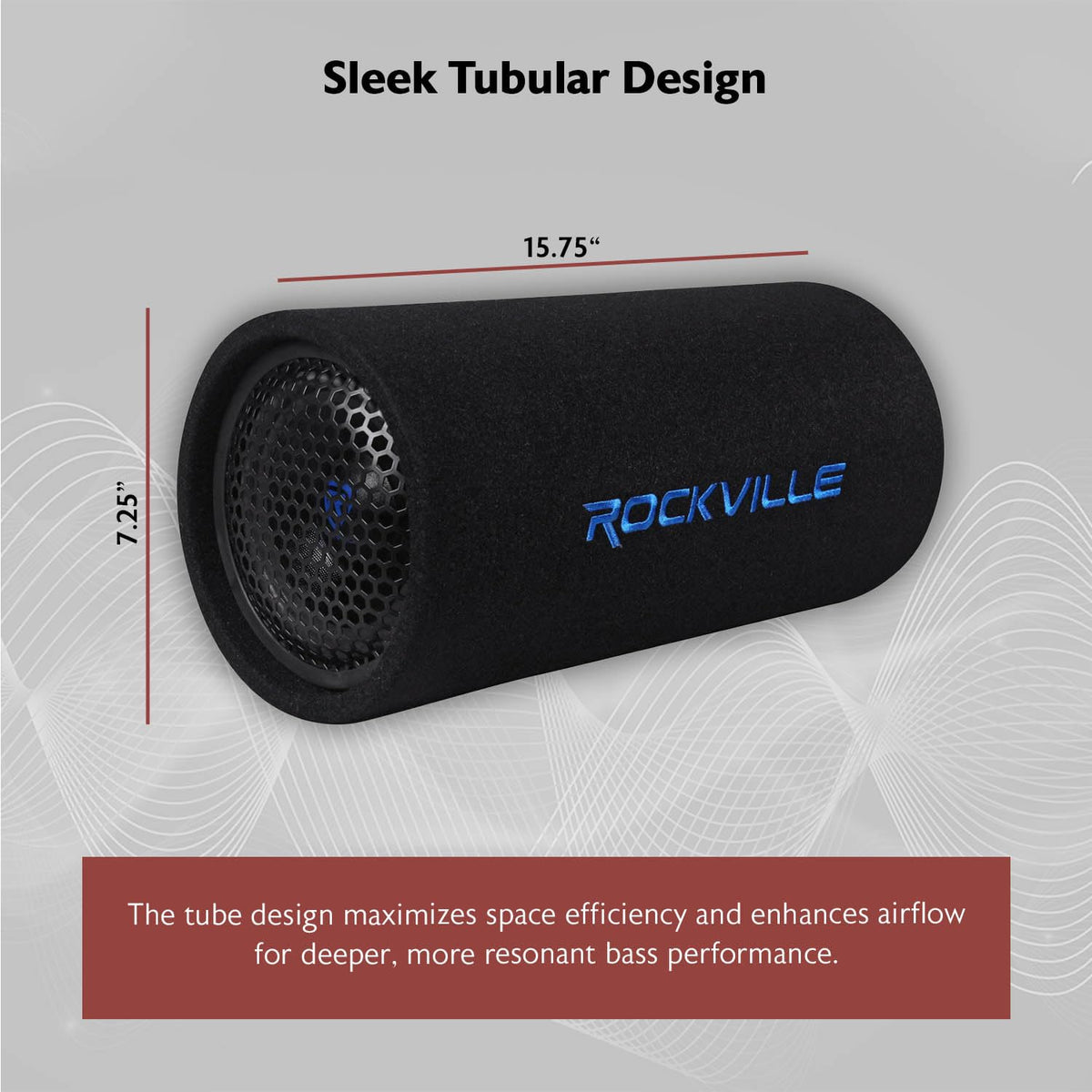 Rockville RTB65A 6.5-Inch 300W Powered Bass Tube Subwoofer