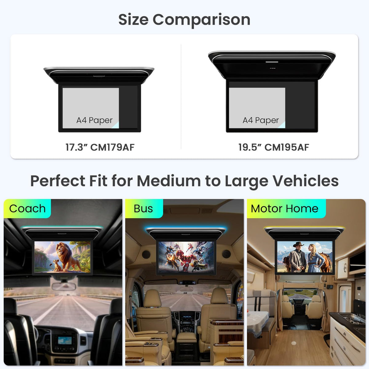 XTRONS 17.3-Inch Android Overhead Car Monitor 2+32GB WiFi HDMI