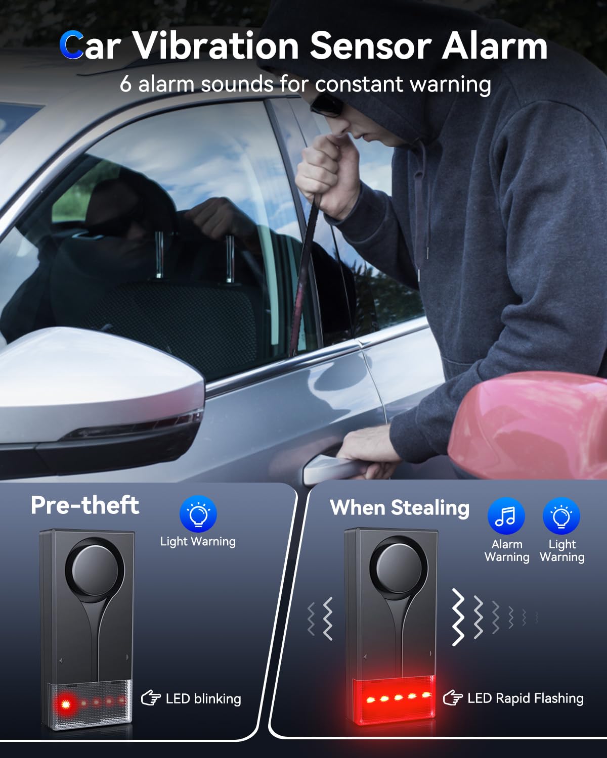108dB Car Alarm System with Vibration Sensor & Remote