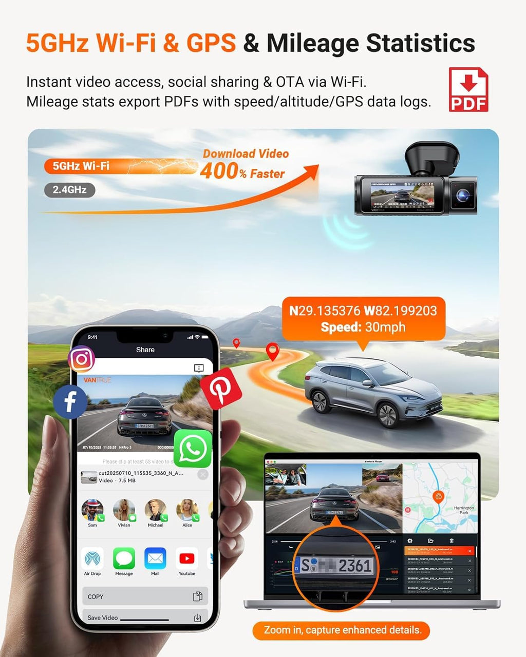 Vantrue N4 Pro S 4K 3-Channel Dash Cam with IR Night Vision
