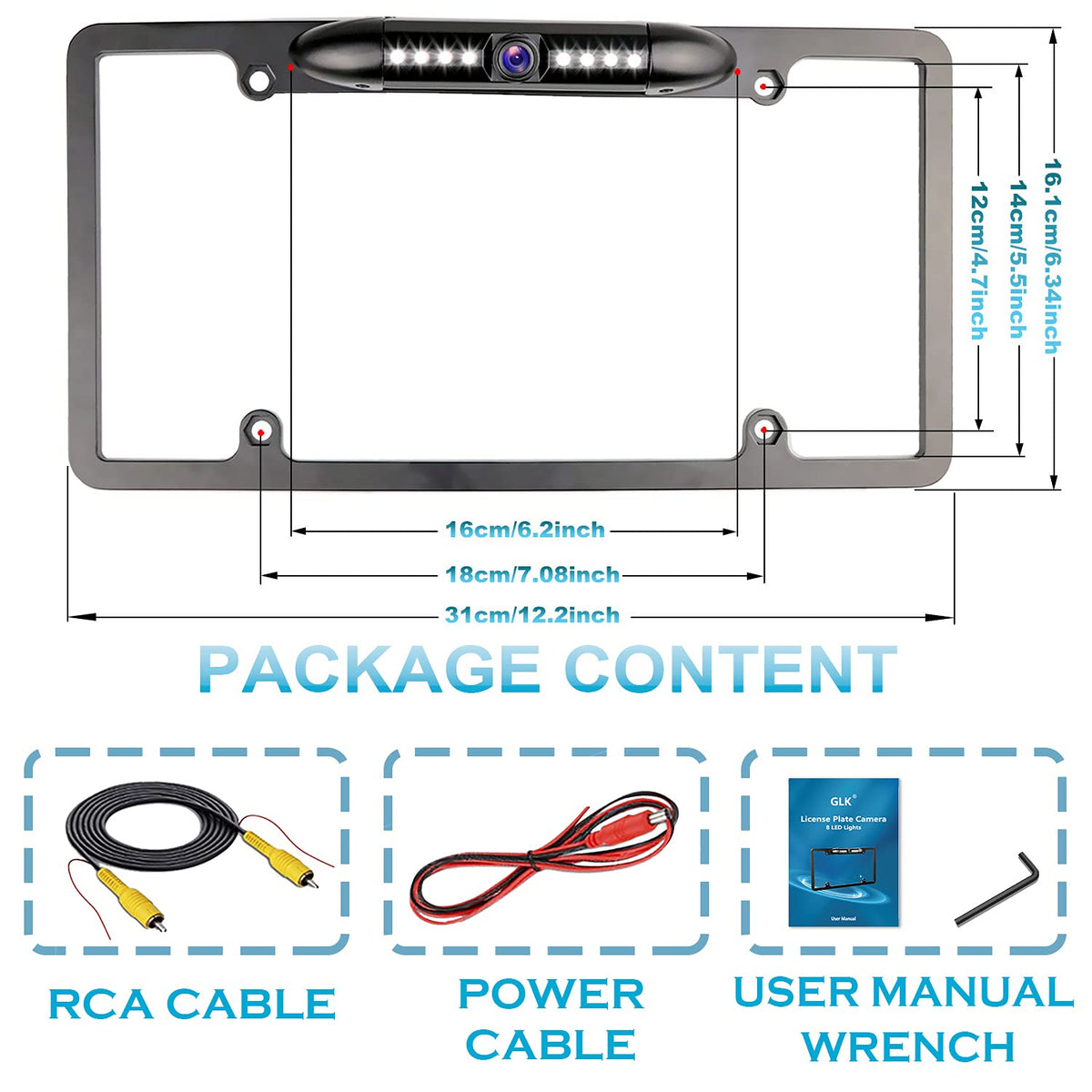 HD License Plate Backup Camera with Night Vision & 170° View