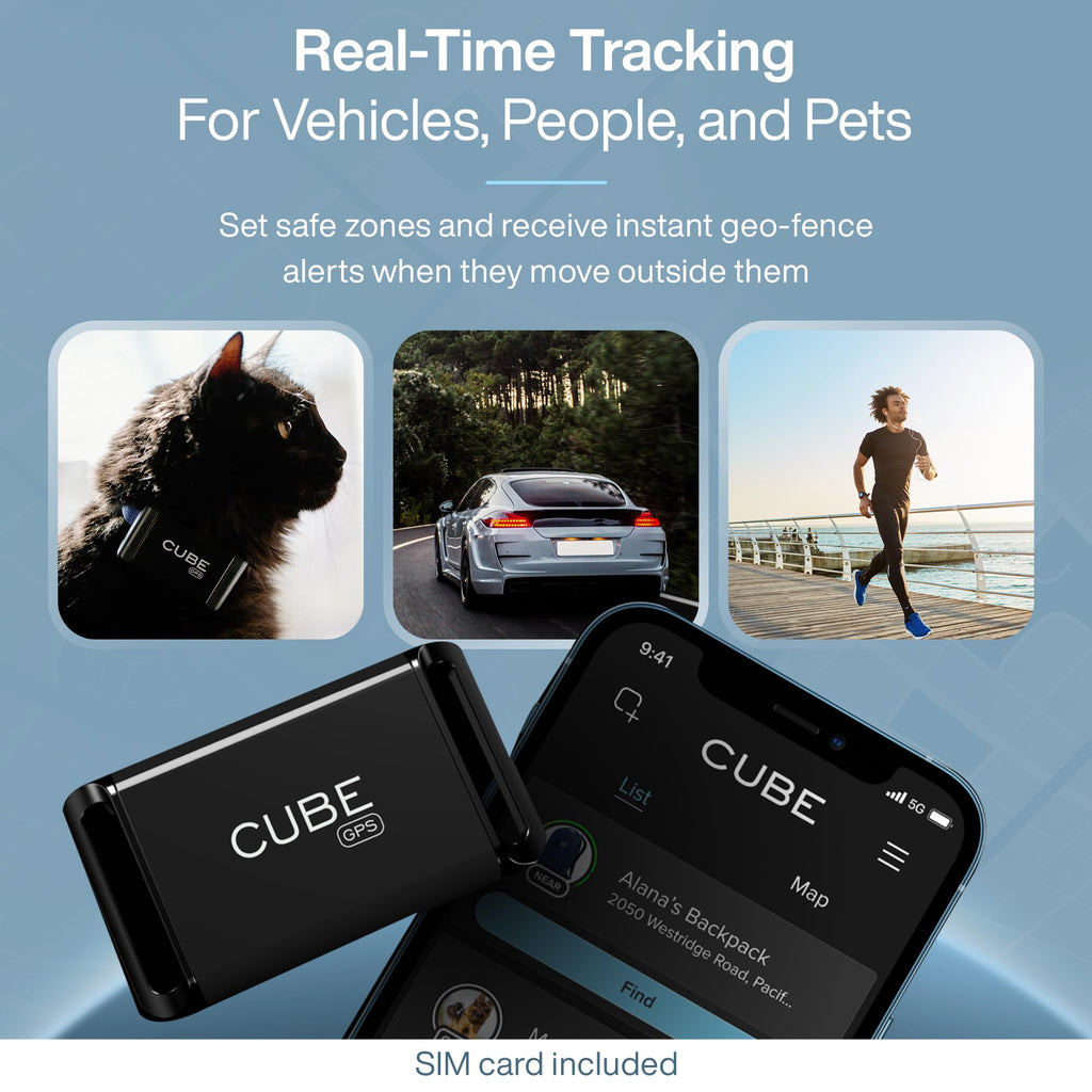 Cube GPS Tracker with 4G LTE & 1 Year Battery - IP67 Waterproof Real Time GPS Tracker for Cars - Hidden Magnetic Tracking Device for Cars, Fleets, Trailers
