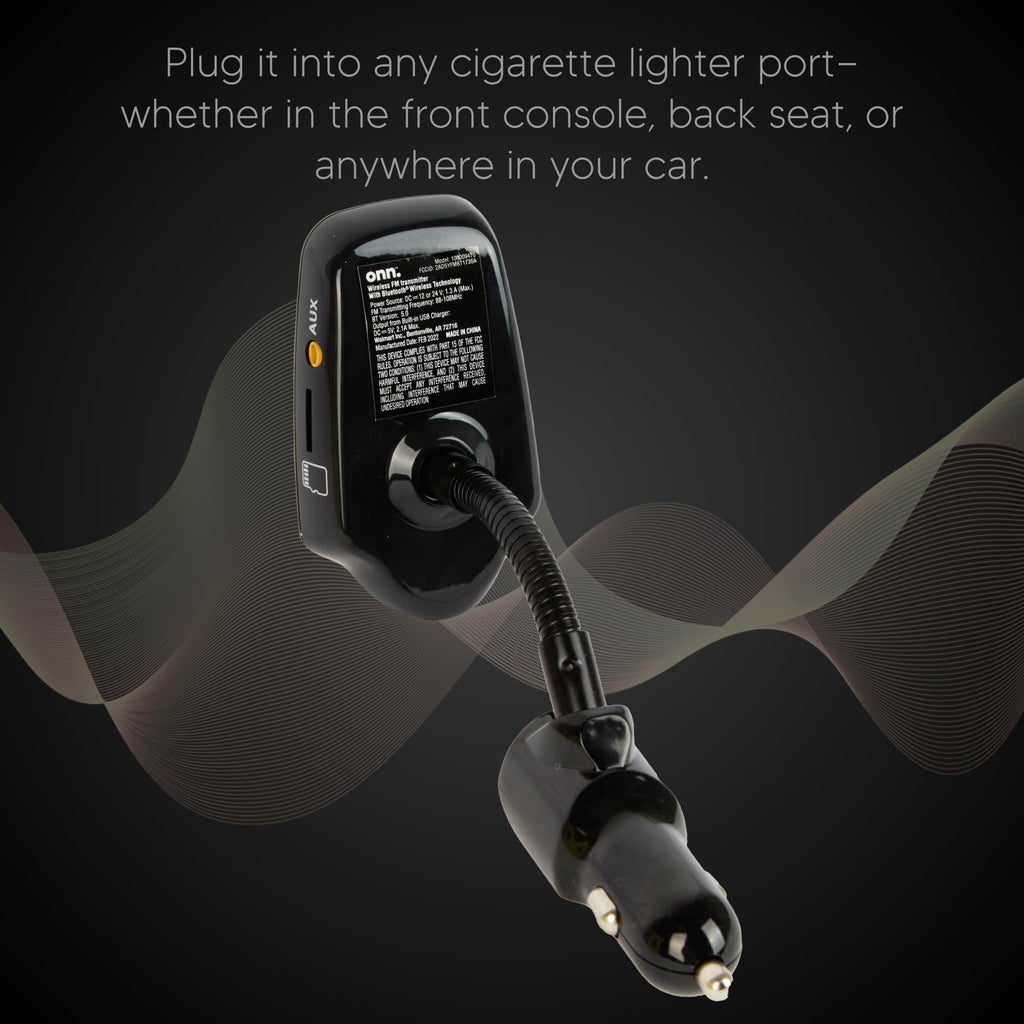 Bluetooth FM Transmitter & Car Audio Adapter - Black