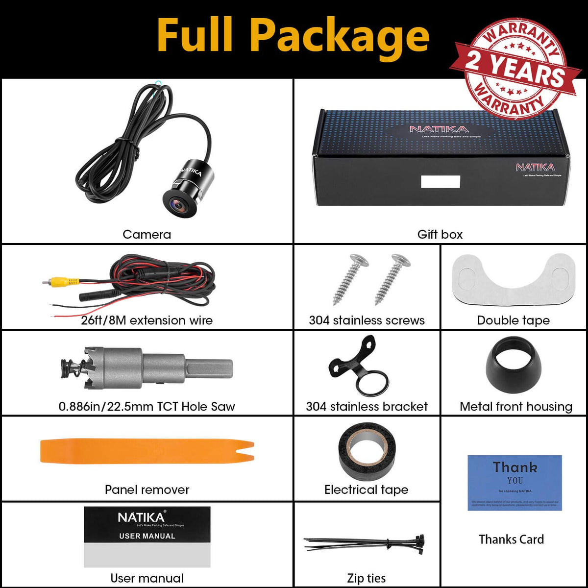 NATIKA 720P AHD Night Vision Backup Camera with Dual Mount