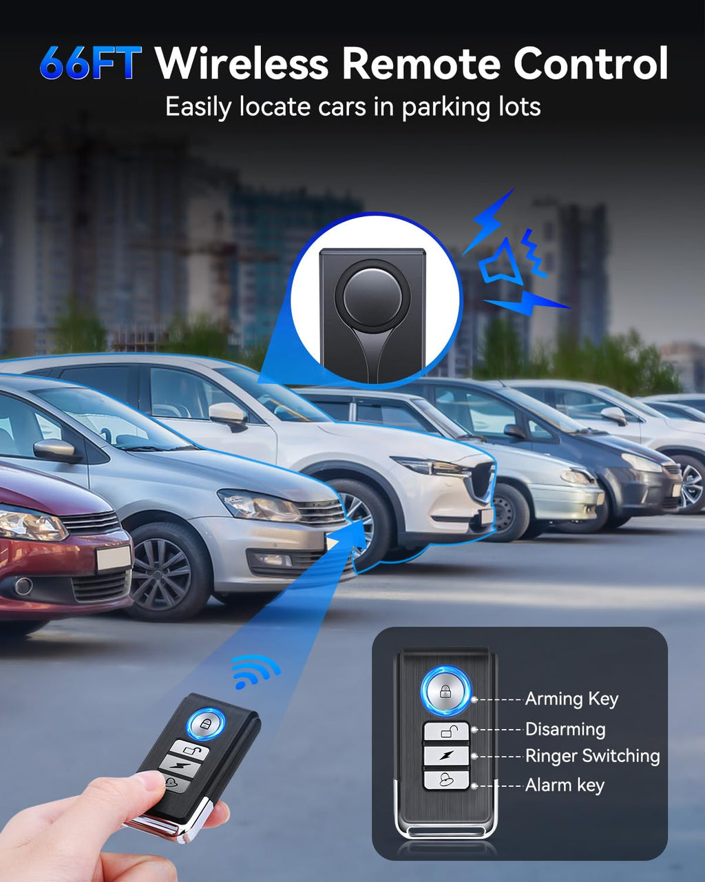 108dB Car Alarm System with Vibration Sensor & Remote