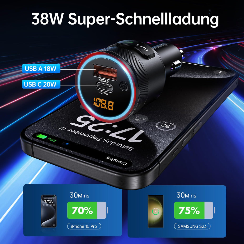 Syncwire Bluetooth 5.4 FM Transmitter for Car Audio