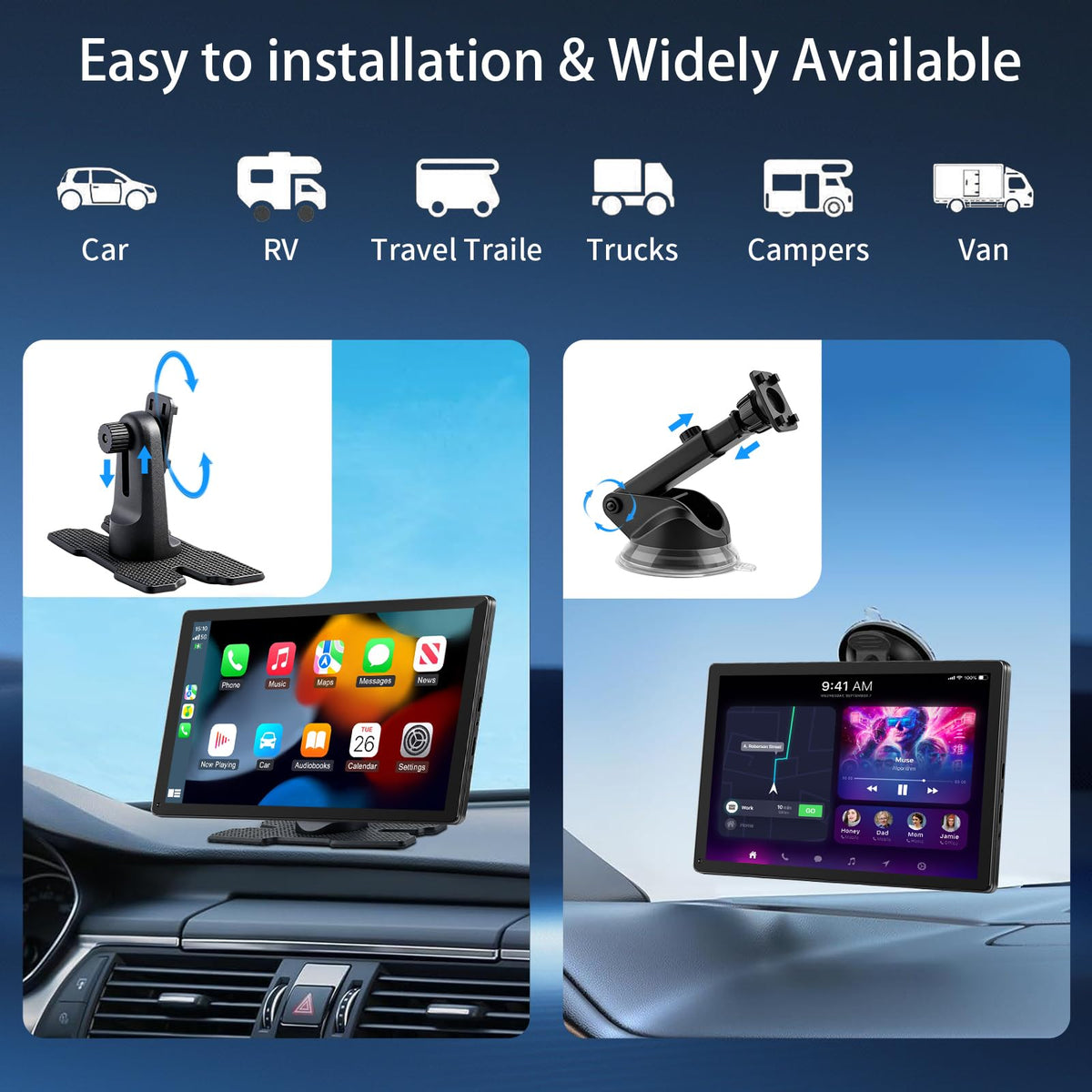 9-Inch Wireless CarPlay & Android Auto Portable Display