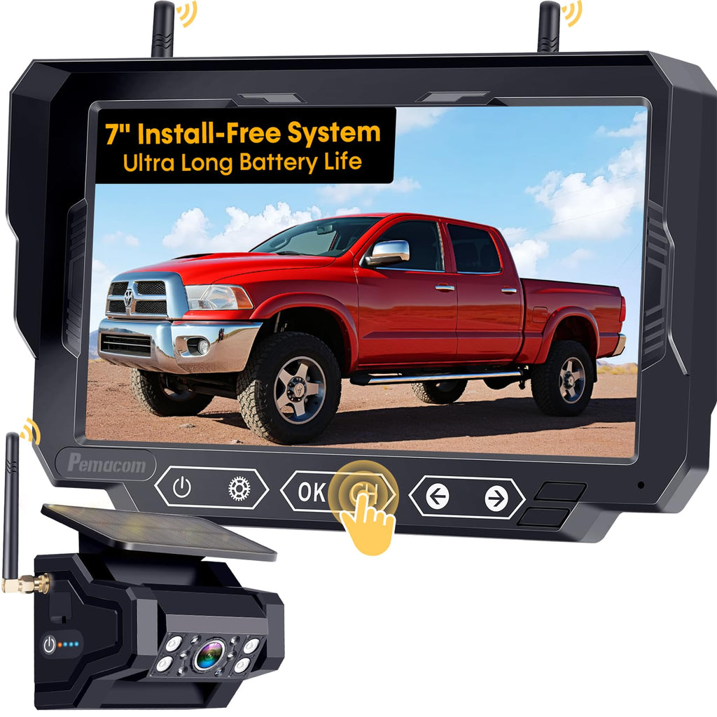Pemacom Solar Wireless Magnetic Backup Camera System
