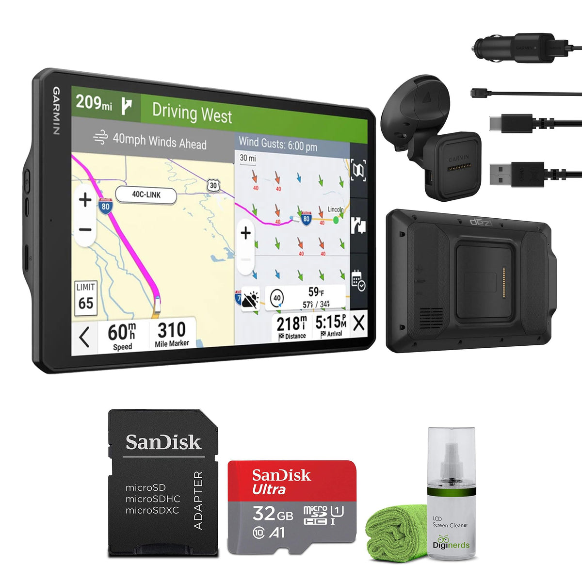 Garmin dēzl GPS Truck Navigator & Travel Bundle